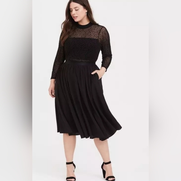 Torrid Midi Stars Gothic Dress Sheer Long Sleeve Plus 26 Keyhole Black Celestial - Picture 1 of 11